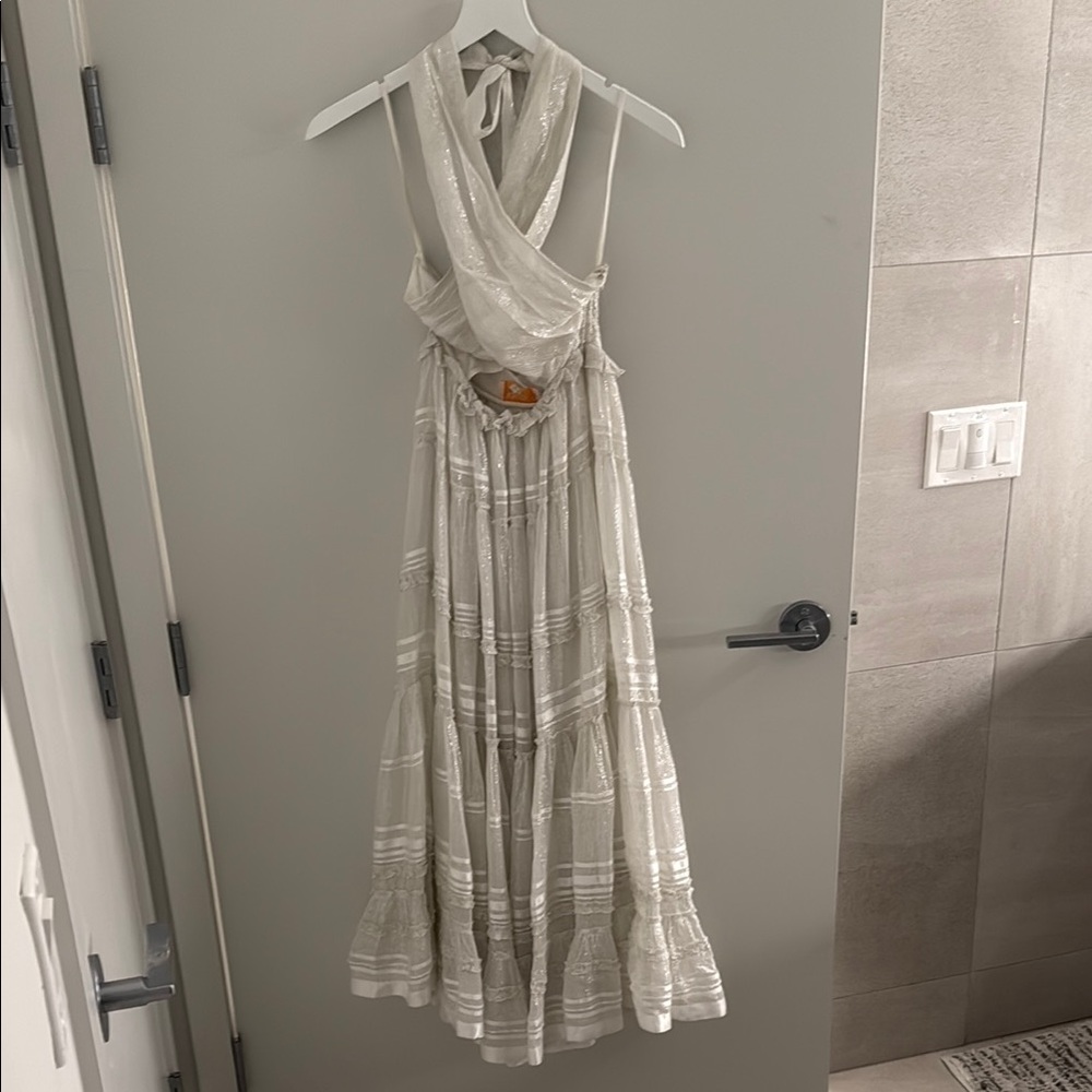 Rococo Sand Cream Halter Sundress for Weddings